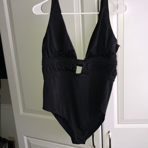 ASOS Swim Plunge One Piece Swimsuit Black Size‎ US 12